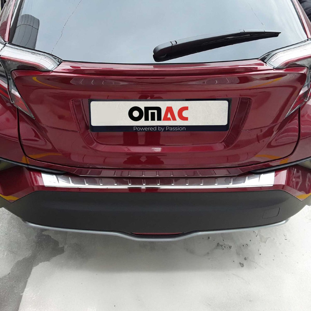Toyota C-HR Rear Bumper Sill Cover - Omac - S.Steel - Gloss Silver - '18-'22 Toyota C-HR Rear Bumper Sill Cover - Omac - S.Steel - Gloss Silver - '18-'22